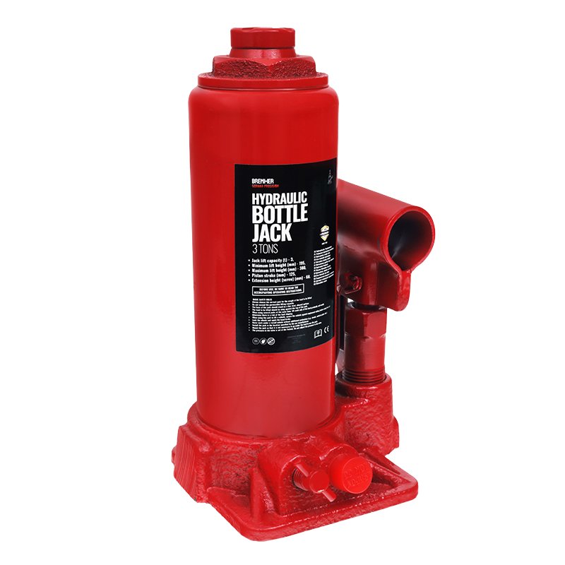 Hüdraulika JACK 3T, SINGLE PISTON, MIN HEIGHT 195MM, MAX HEIGHT 385MM, plastikkohver - BREMHER