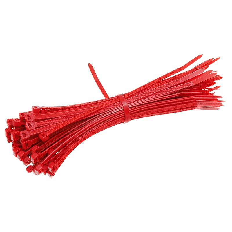 Kaablisidemed, 200x4.8MM, punane plastik, 100 tk/pakk
