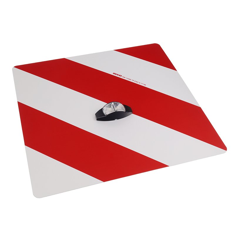 Kahepoolne OVERSIZE WARNING SIGN koos LIGHTING, vasak, 423x423MM, CLASS 1, kaabel koos AMP pistik 35CM