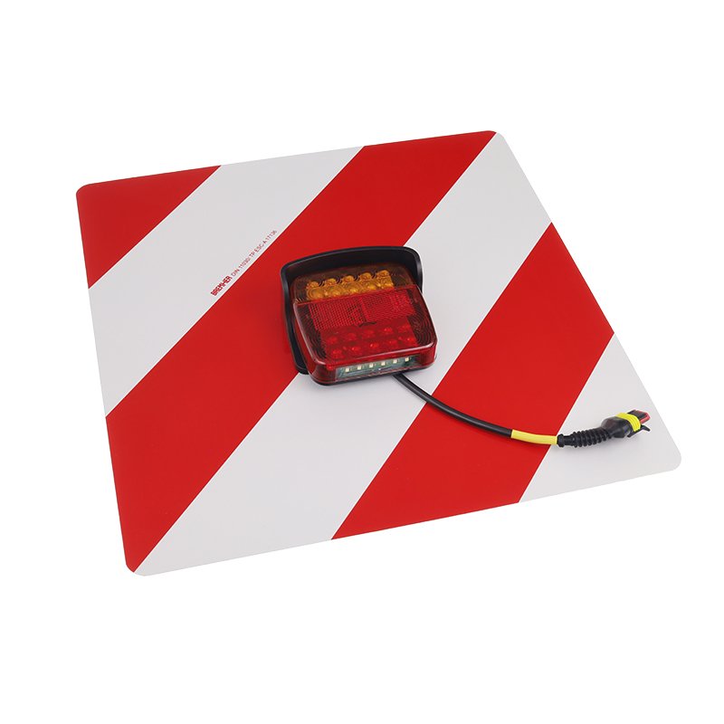 Kahepoolne OVERSIZE WARNING SIGN koos LIGHTING, vasak, 423x423MM, CLASS 1, kaabel koos AMP pistik 35CM