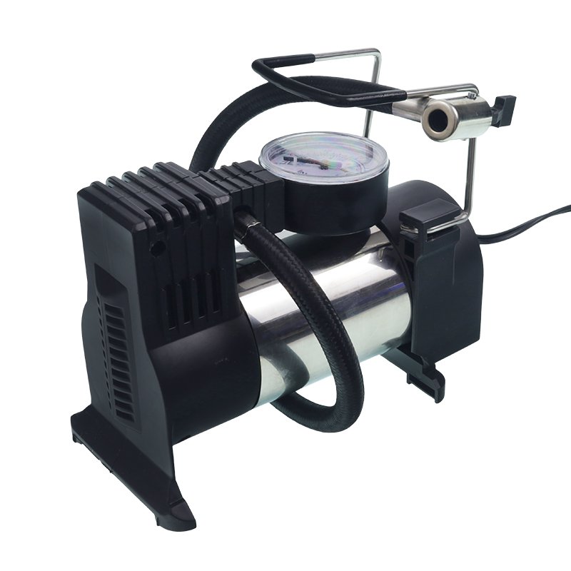 Kompressor sobib INFLATING, OVER 12V, 30L/MIN koos rõhumõõdik UP TO 10BAR/ATM, SINGLE-PISTON 19MM silinder, metall HOUSING