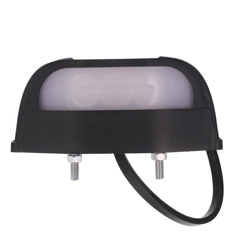 LAMPA OŚWIETLENIA TABLICY REJESTRACYJNEJ DIODOWA, KLOSZ valge, must, BOCZNA,12/30V