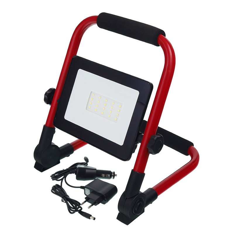 LED FLOODLIGHT, RECHARGEABLE, 12/230V, 10W laadija + BASE