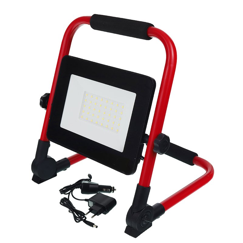 LED FLOODLIGHT, RECHARGEABLE, 12/230V, 20W laadija + BASE