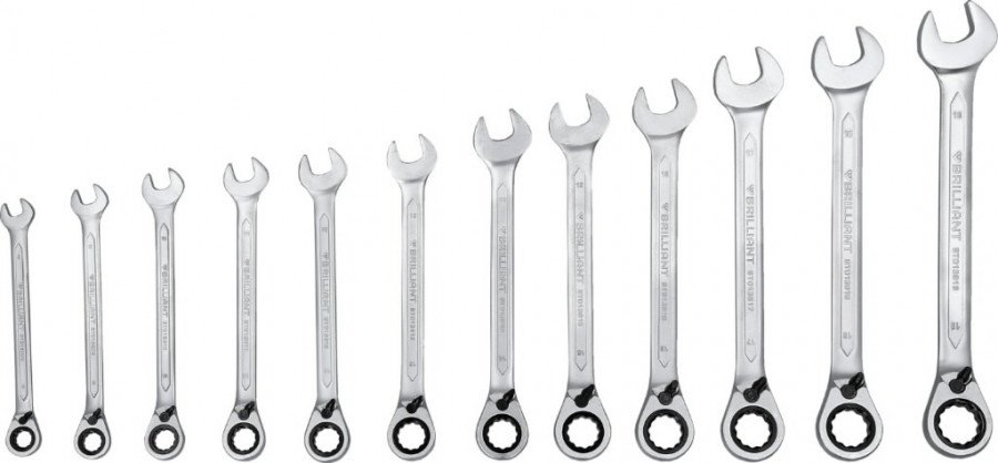 Lehtsilmusnarre komplekt 8-19mm, lülitiga, 12osa, Brilliant Tools