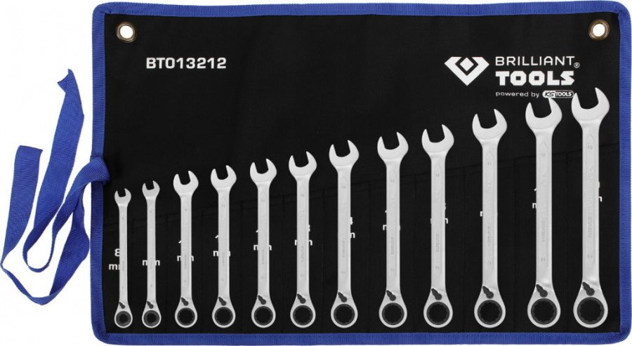 Lehtsilmusnarre komplekt 8-19mm, lülitiga, 12osa, Brilliant Tools