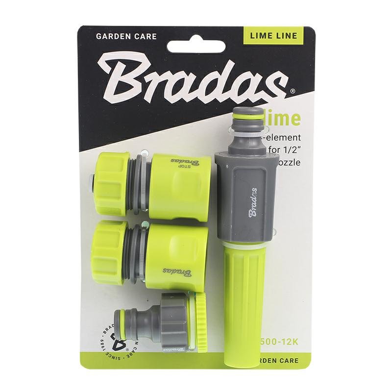 STRAIGHT pihustiotsak komplekt 1/2 tolli koos ühendused, 4 tk, LIME