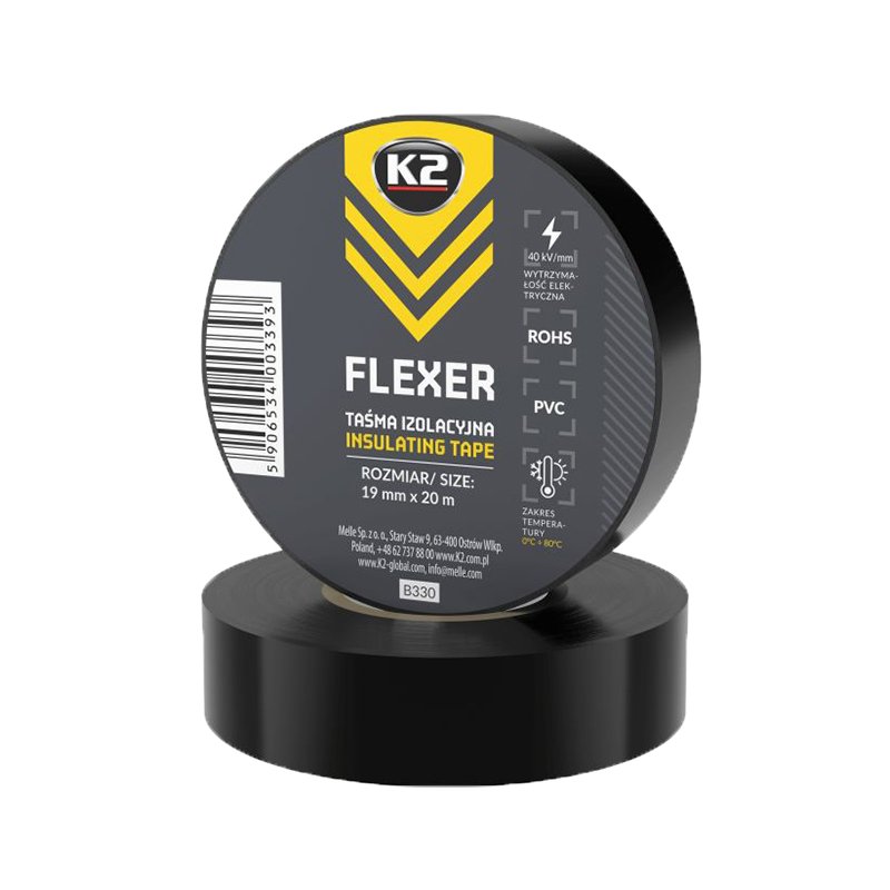 Suur must isolatsiooniteip L=20M, W=19MM - K2 FLEXER