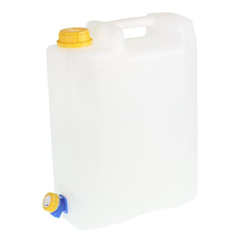 Vesi CONTAINER 20L - valge - CERTIFIED + plastik kraan käepidemega keermeta AT THE BOTTOM