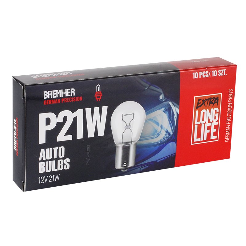 BULB, P21W, 12V, 21W BA15S, HOMOLOGATSIOON, 10 KOMPLEKTI tk
