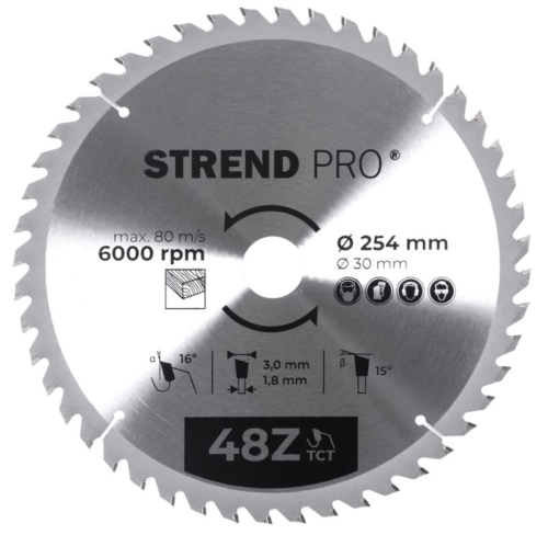 Saeketas Strend Pro TCT 254/48Tx30mm puidule | Tarvikud>Saekettad | STRENDPRO | Trollo.ee | Üle 10 000 toote