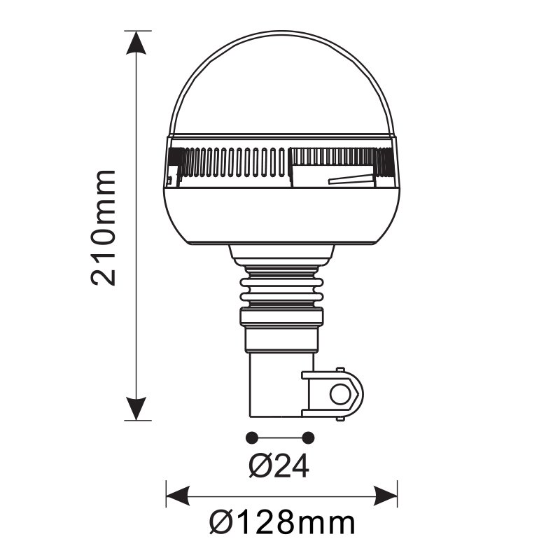 HOIATUSTULE MAJAKAS, PAINDUV KUMMIST TIHVT, 40 LED, 12/24V, ECE R10, 210MM KÕRGUS