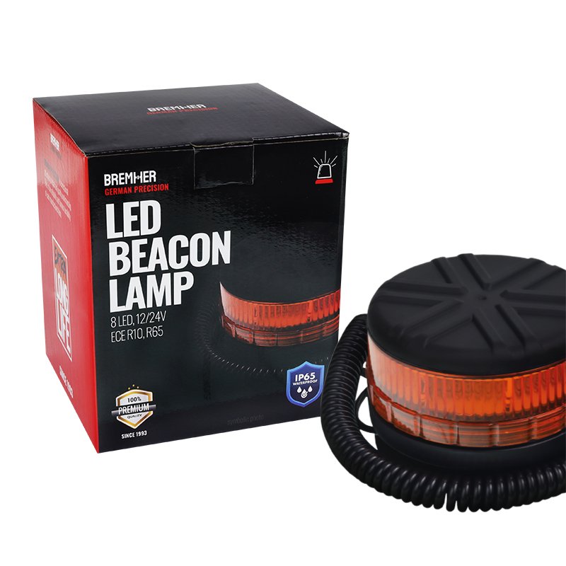 HOIATUSTULE MAJAKAS, PAINDUV KUMMIST TIHVT, 45 LED-i, 12/24V, ECE R10, R65, 155MM KÕRGUS