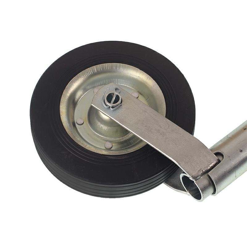 Haagise tugiratas 150KG - FI 48MM - pikendus 220MM kronsteiniga, terasveljega kummiratas, HMIN=500MM