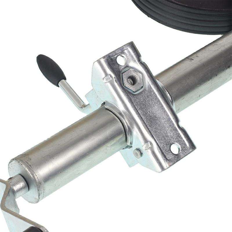 Haagise tugiratas 150KG - FI 48MM - pikendus 220MM kronsteiniga, terasveljega kummiratas, HMIN=500MM