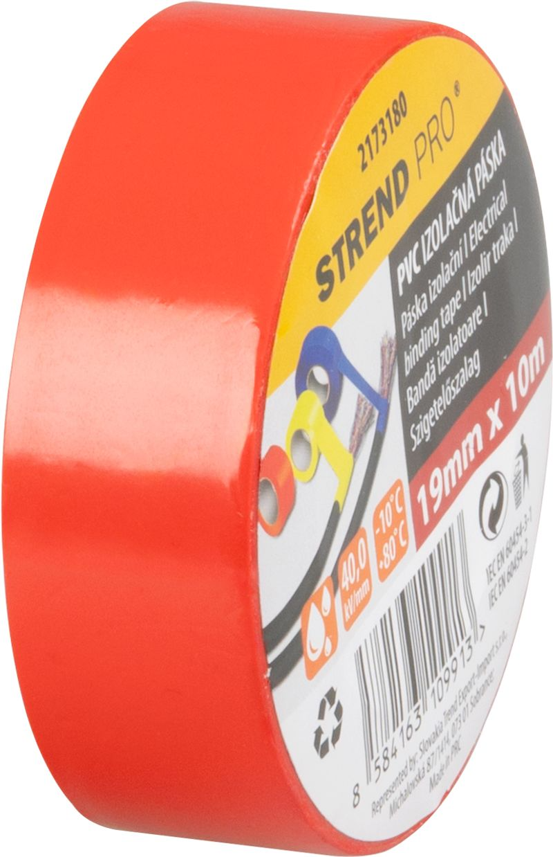 Isoleerteip STREND PRO 19mmx10m, max. 80°C, punane