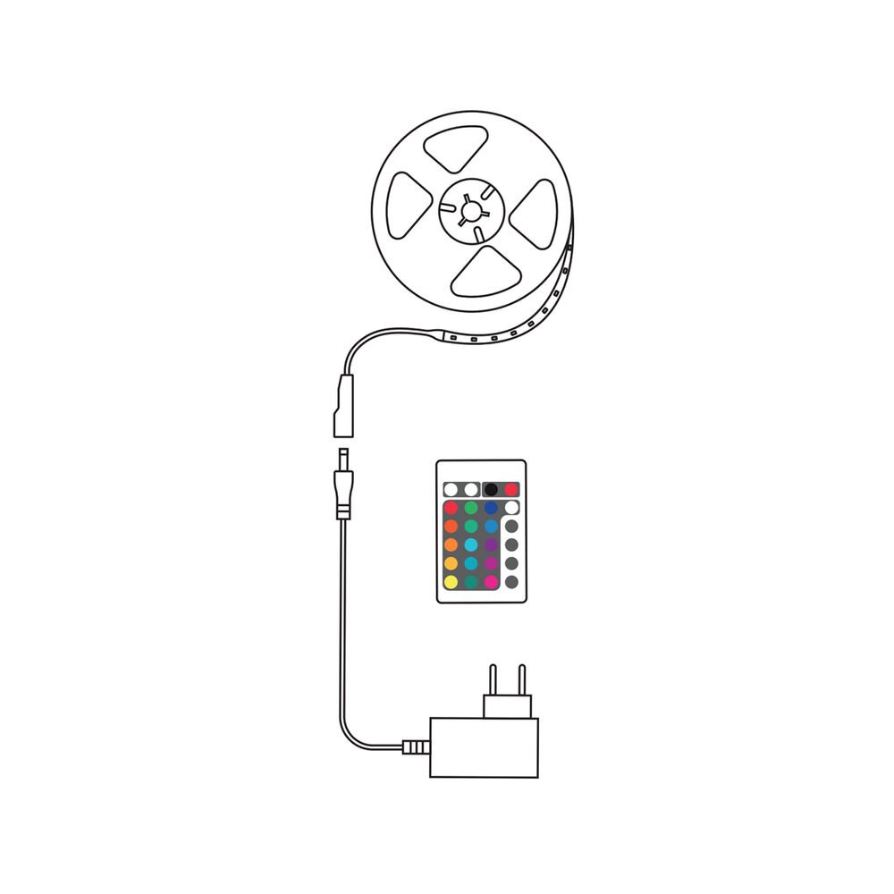 LED-riba MODEE 12W 5m 680lm 230V RGB+2700K (soe valgus), puldiga juhitav