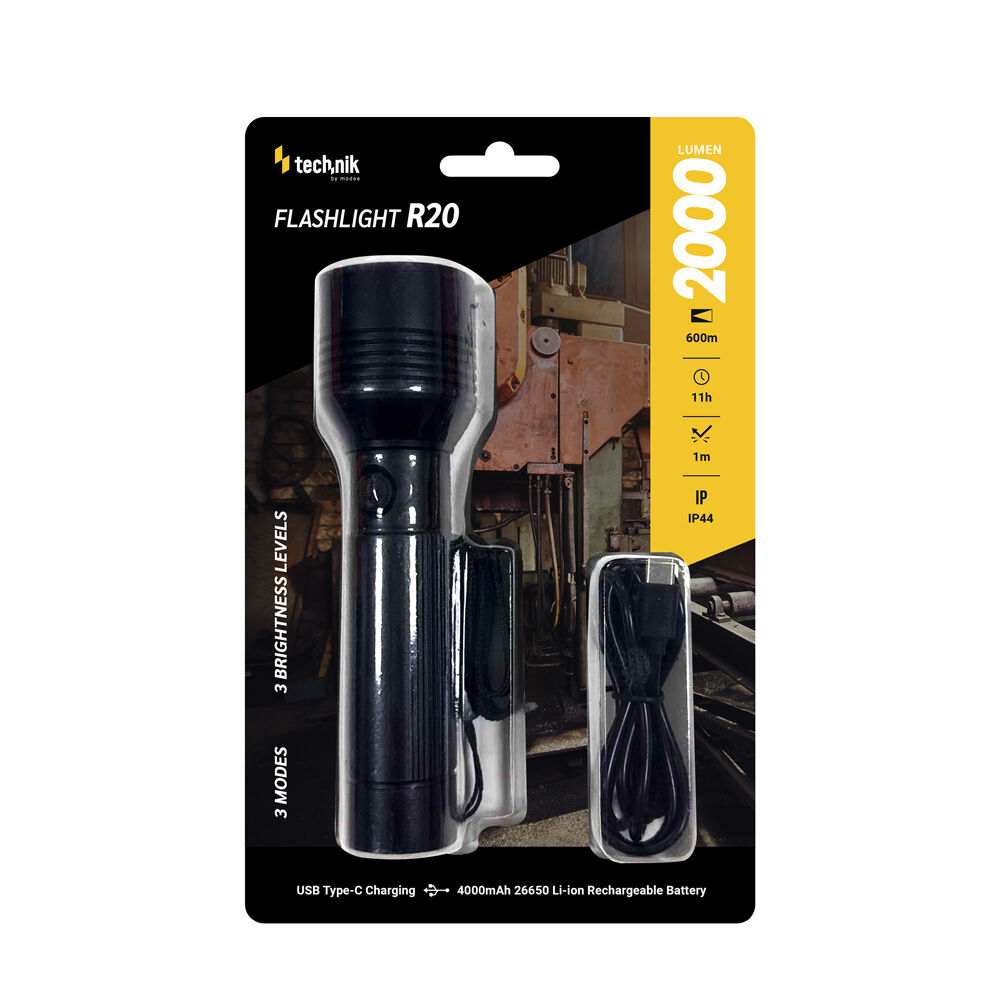 LED-taskulamp Technik W-Laser R20 2000lm, IP44, punase valgusega, USB-laetav