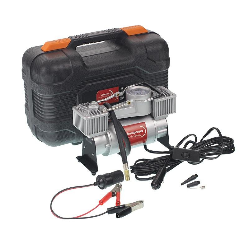 ÕHU kompressor TÄISPUHUMISEKS, 12V, 50L/MIN koos rõhumõõdik KUNI 10BAR/ATM, TOPELTKOLVILINE