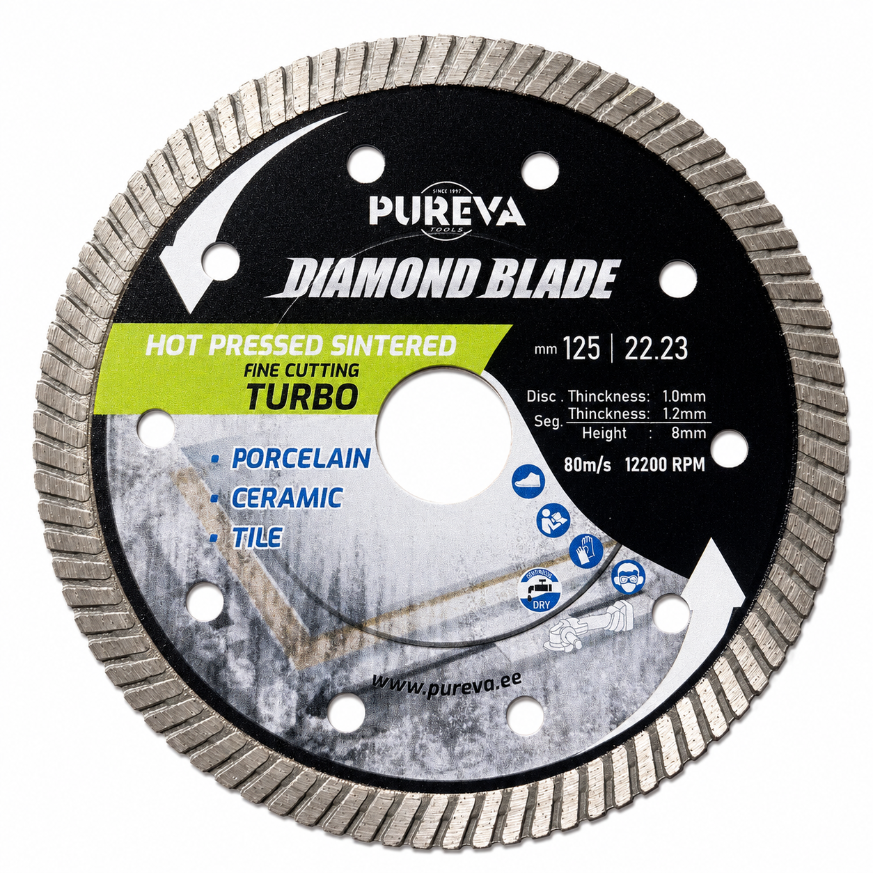 Teemantketas PUREVA TOOLS 125x1,2x22,2mm TURBO CERAMIC keraamilistele plaatidele