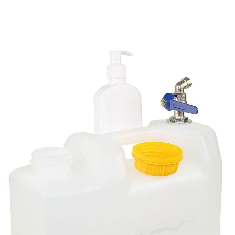 Vesi CONTAINER 10L - valge + SEPARATE DISPENSER + metall kraan ilma keere AT THE TOP