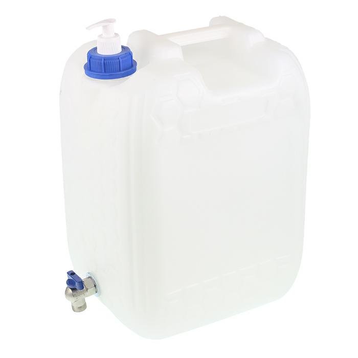 Vesi CONTAINER 20L - valge + DISPENSER + metall kraan koos keere AT THE BOTTOM