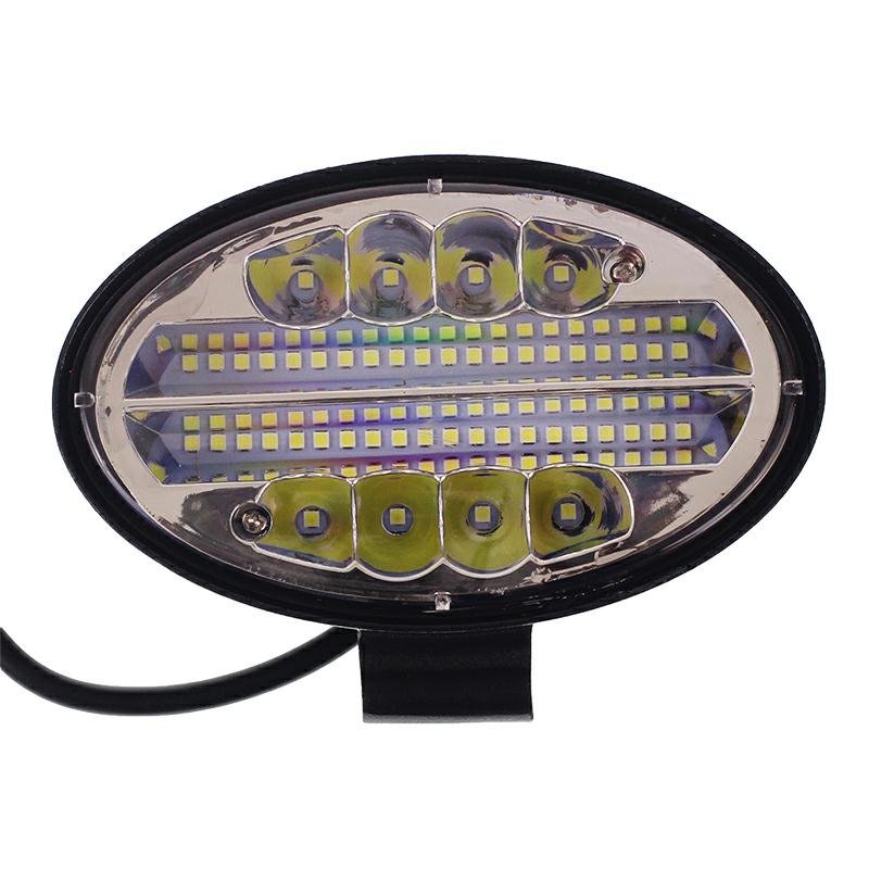 WORK LIGHT, OVAL FACE, 48 LEDS, W/O STROBE, kollane (sisemine) + valge (EXTERNAL) LIGHT, 10-30V, THICKNESS 48MM, alumiinium HOUSING