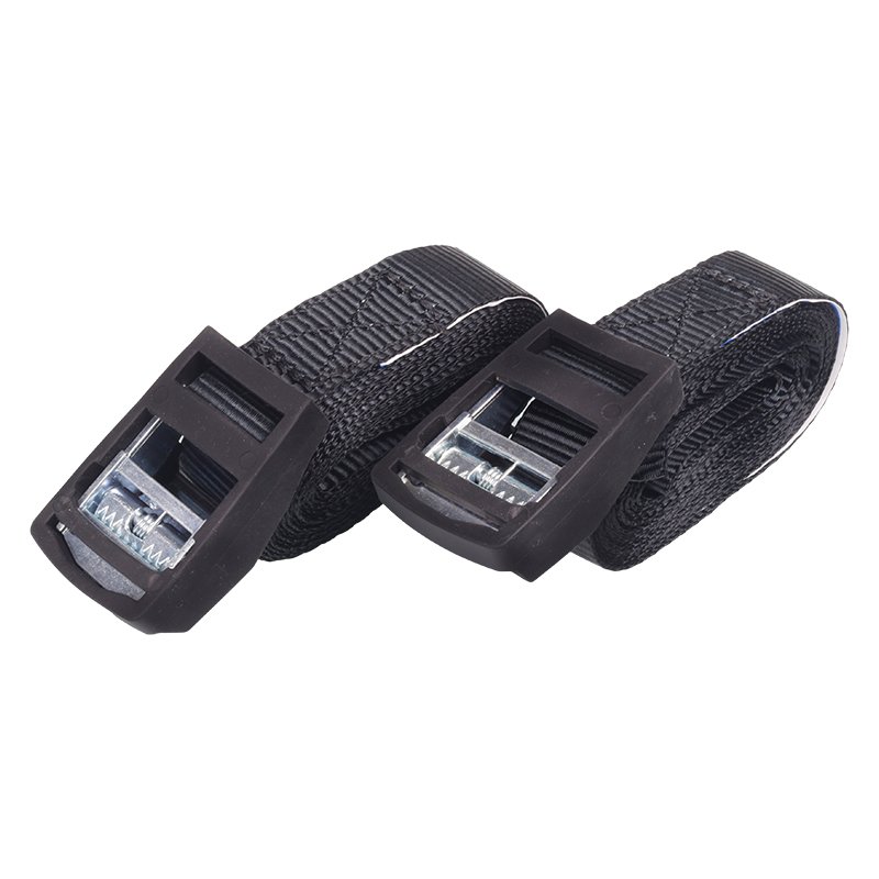 250KG LOAD TIGHTENING BELT - komplekt OF 2x3M BELT, must BELT, kumm COVERED BUCKLE, PACKAGING koos riputi