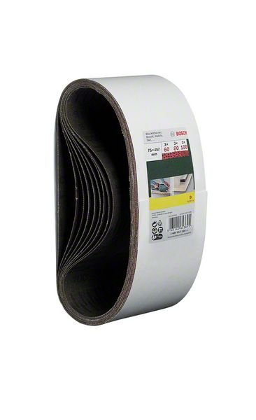 9-osaline lihvlintide komplekt, 74 x 457 (3 x K60/80/100)