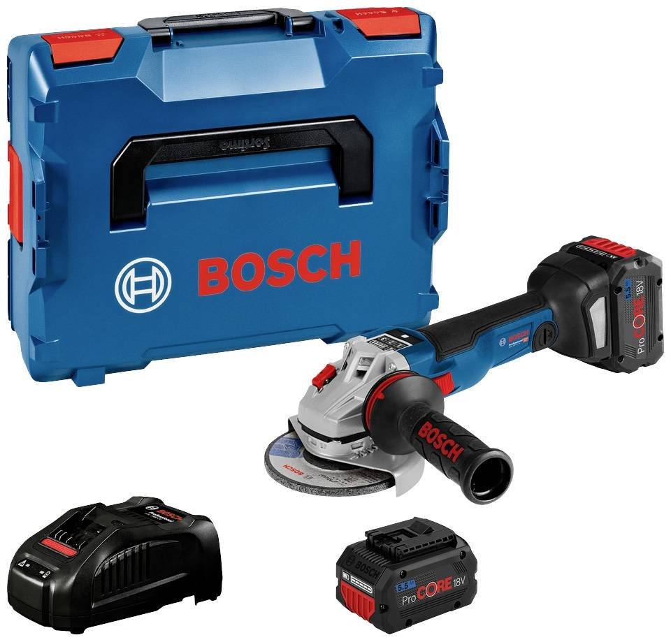 Akunurklihvija osch GWS 18V-10 SC (2x5,5Ah ProCORE18V , laadija) + kohver L-Boxx