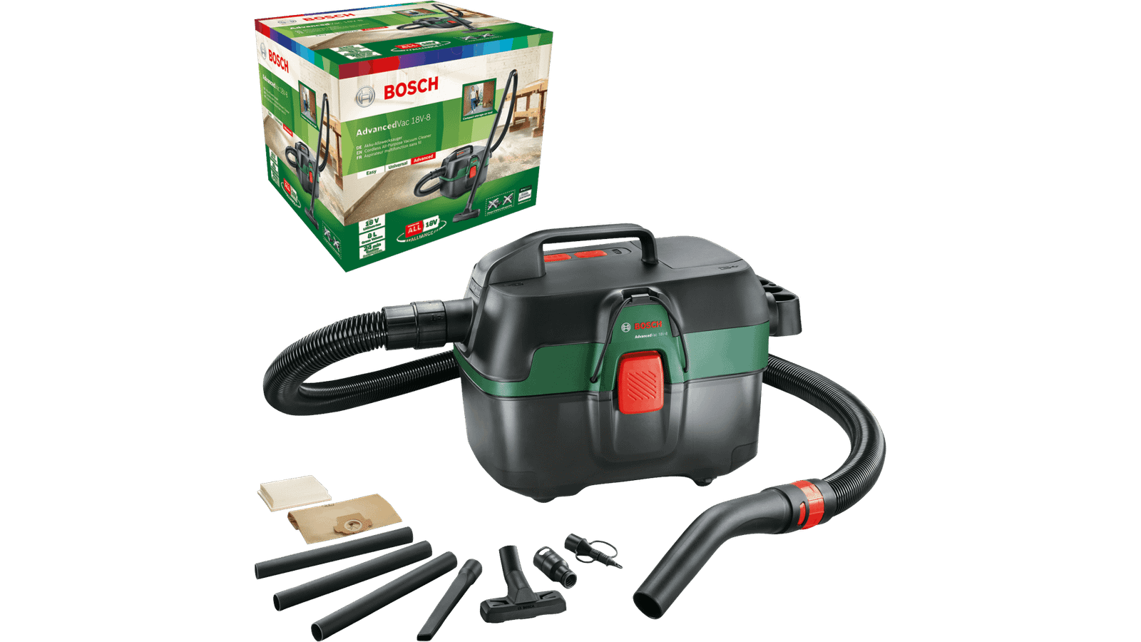 Akutolmuimeja Bosch AdvancedVac 18V-8 (ilma aku ja laadijata)