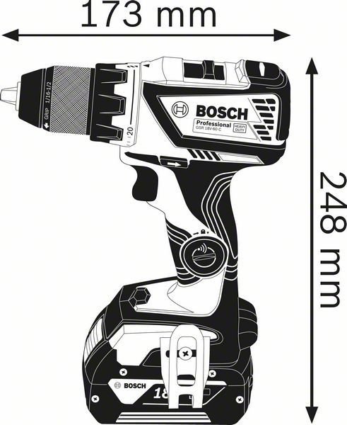 Akutrell-kruvikeeraja Bosch GSR 18V-60 C (ilma aku ja laadijata)