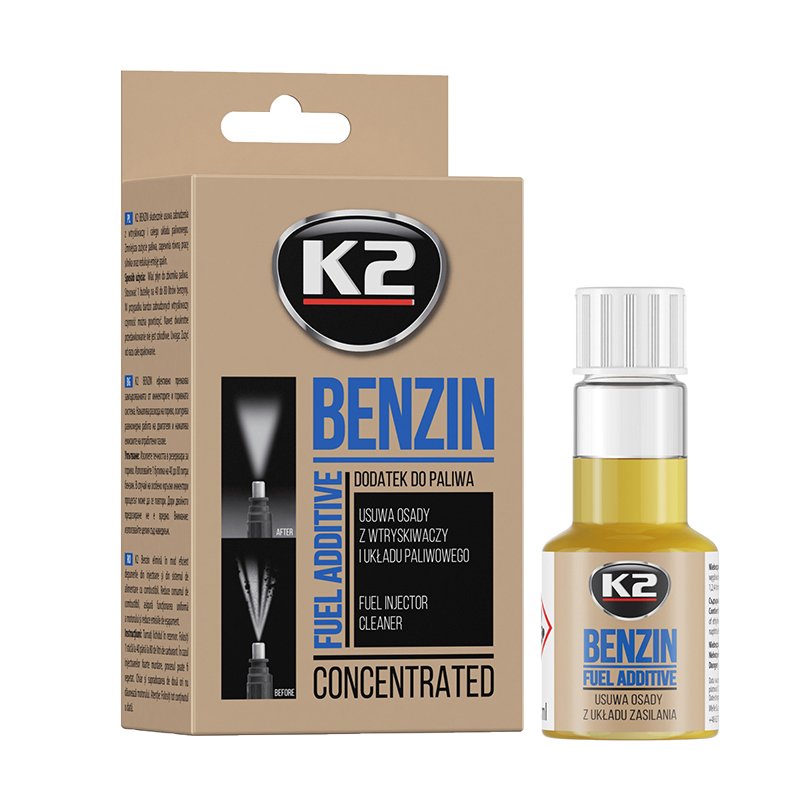 KÜTUSELISAND – BENSIINIMOOTORI VARUSTUSSÜSTEEMI PUHASTAMISEKS – K2 BENSIIN – 50 ML