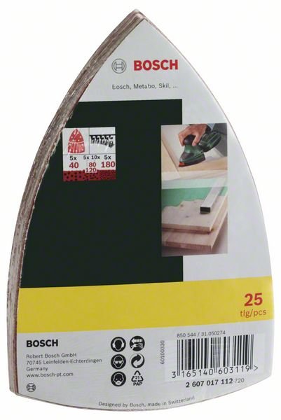 Lihvpaberid, 25 tk, 102x62, 93mm, K40/80/120/180, 11 auku
