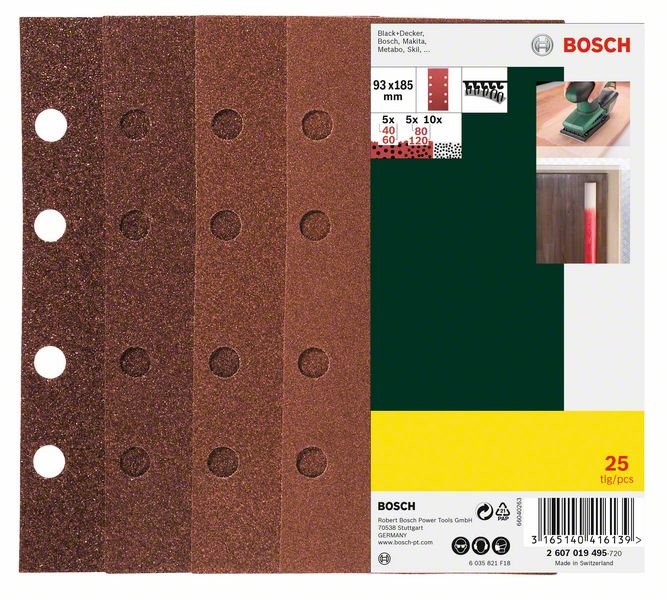 Lihvpaberid 93x185 mm, K 40 - 120, 25 tk