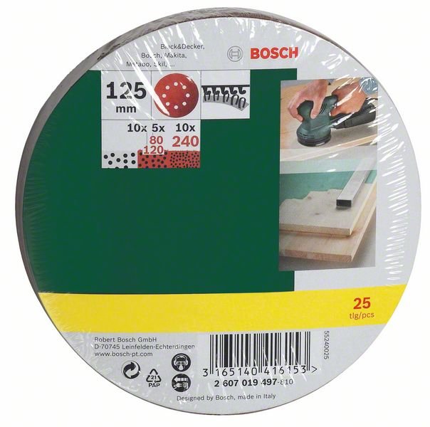 Lihvpaberid D 125 mm, K 80 - 240, 25 tk