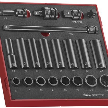 21osaline jõupadrunvõtmete komplekt 1/2'' nelikantkinnitusega. Teng Tools TED 9121 | Käsitööriistad>Padrunid>Padrunite komplektid | Teng Tools | Trollo.ee | Üle 10 000 toote