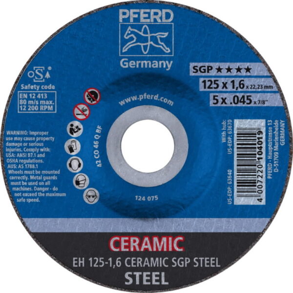 Metallilõikeketas SGP Ceramic Steel 125×1,6/22,23mm EH, Pferd