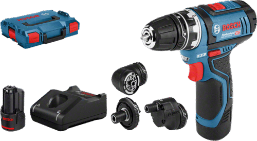 Akutrell Bosch GSR 12V-15 FC  koos 4 adapteriga  (2x2.0Ah + laadija) | Akutööriistad>Akutrellid | Bosch | Trollo.ee | Üle 10 000 toote