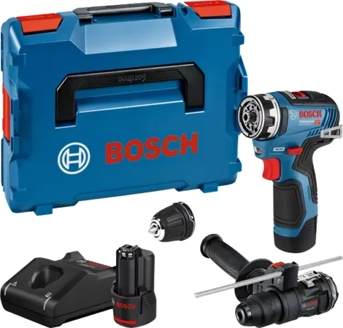 Akutrell-kruvikeeraja Bosch GSR 12V-35 FC (2x3.0Ah, laadija) + 2 adapterit