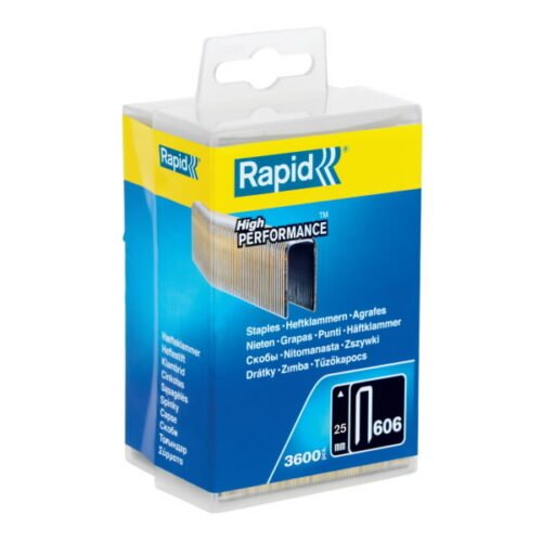 Klambrid 606/25 3600tk, 6,0x1,1mm, must, plastkarbis, tsingi, Rapid