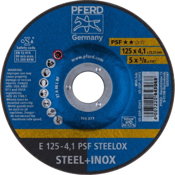 Lihvketas PSF STEELOX 125x4,1/22,23mm, Pferd