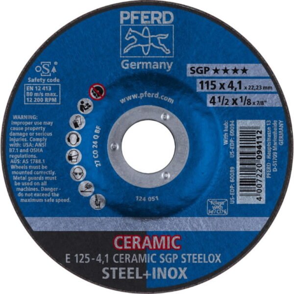 Lihvketas SGP Ceramic STEELOX 125x4,1mm, Pferd