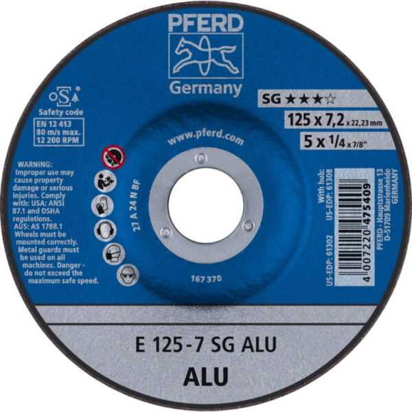 Metallilihvketas SG Alu 125x7,2mm, Pferd