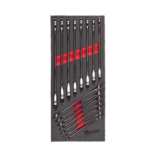 Narrega lehsilmusvõtmete komplekt Milwaukee vahtmaterjalist vaheleht