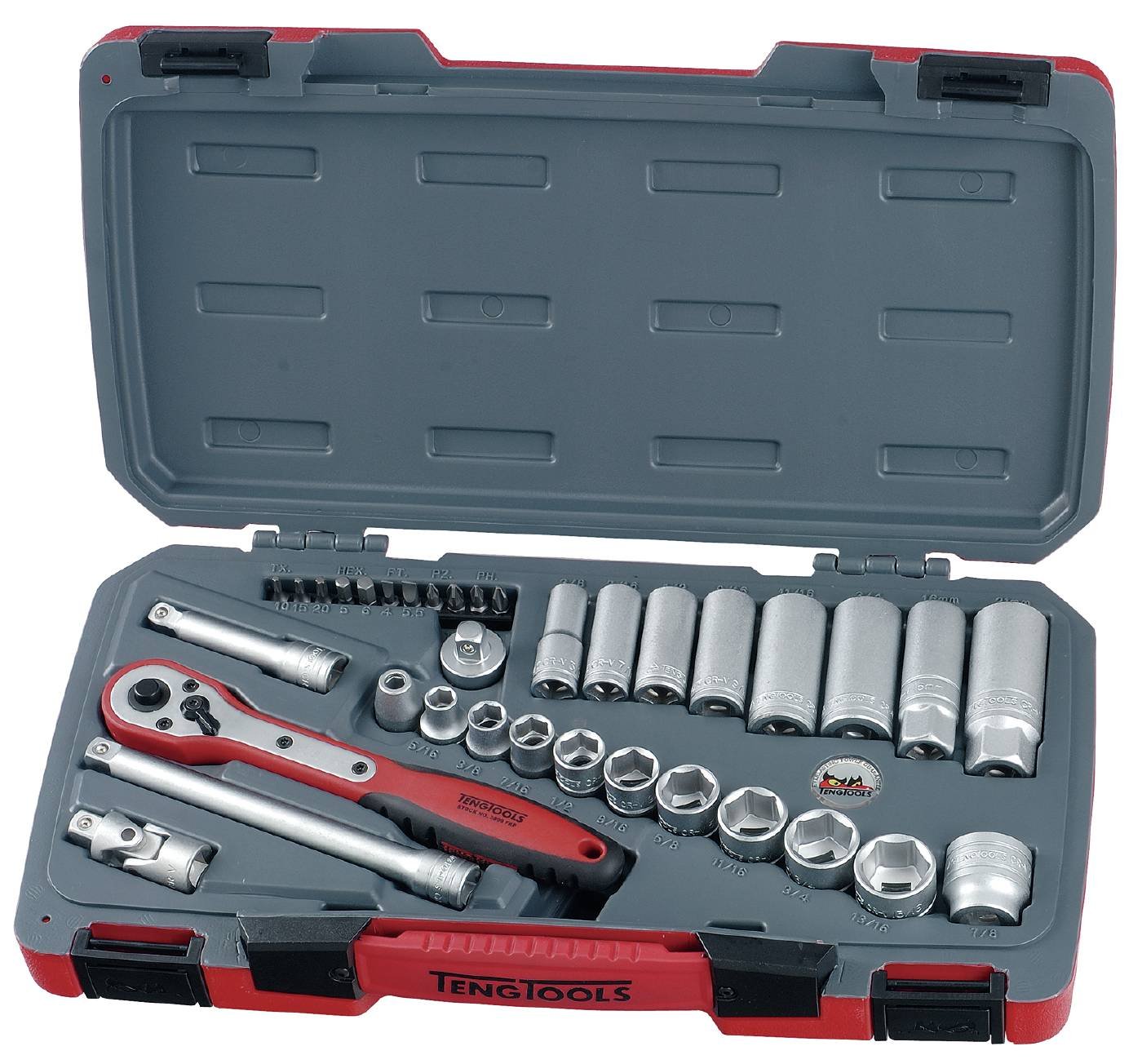 Padrunvõtmekomplekt. 3/8'' nelikantkinnitusega Teng Tools T3835AF
