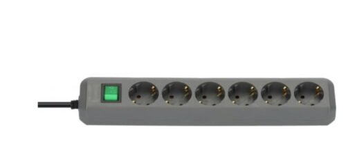 Pikendusjuhe 1,5m Eco-Line, lülitiga, 6 pesa, H05VV-F 3G1,5, Brennenstuhl