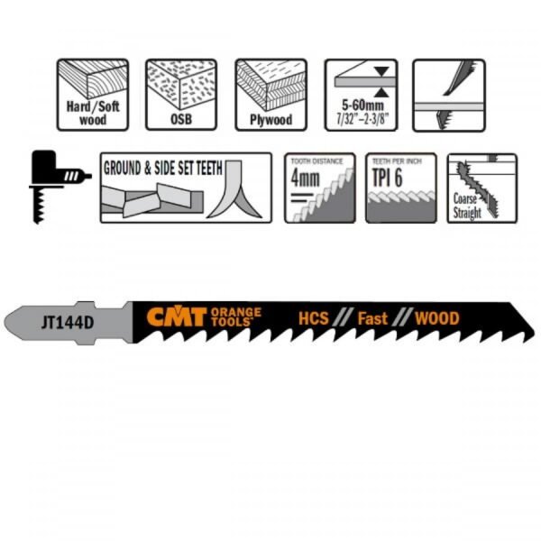 Tikksaetera puidule HCS, 5tk pakis 75x4mm Z6TPI, CMT